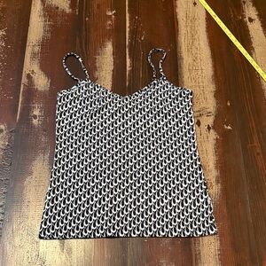 LOFT Black & White Geometric Spaghetti Strap Camisole